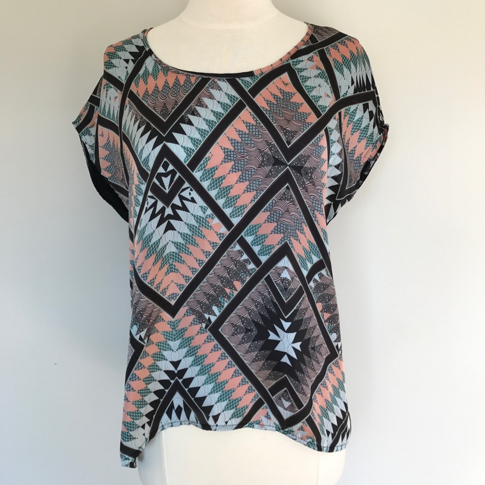Hinge Nordstrom asymmetric Geometric Print Blouse